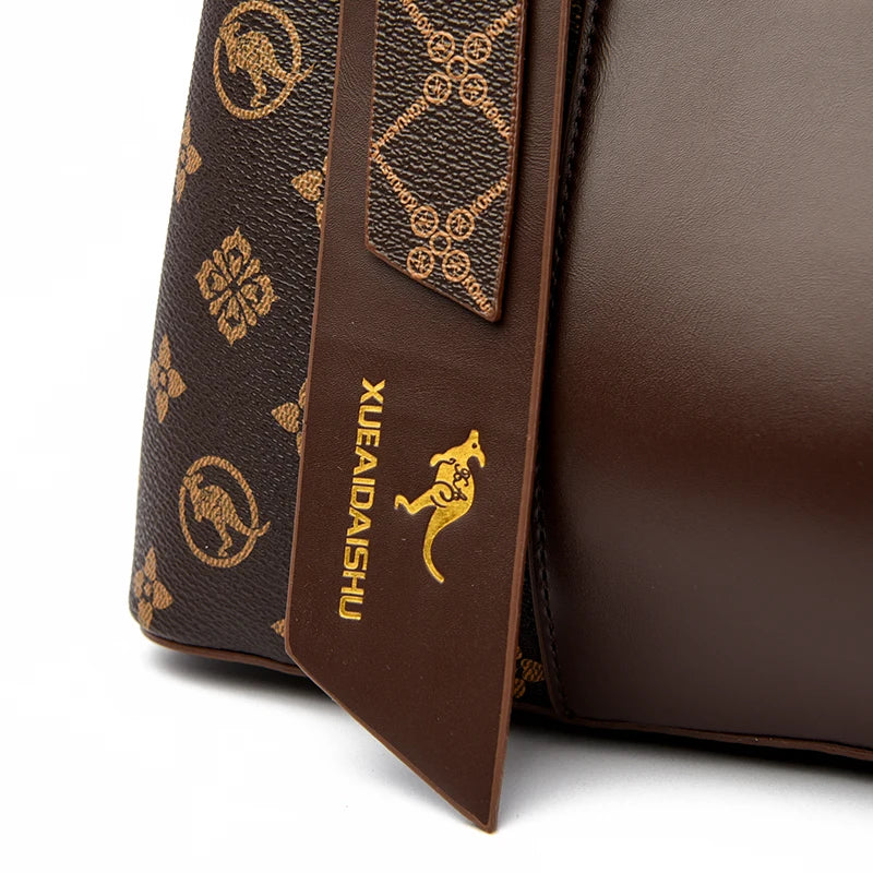 Kangaroo Print Leather Shoulder Bag
