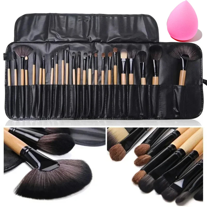 Professional Makeup Brush Set - 24 Pieces with Bag