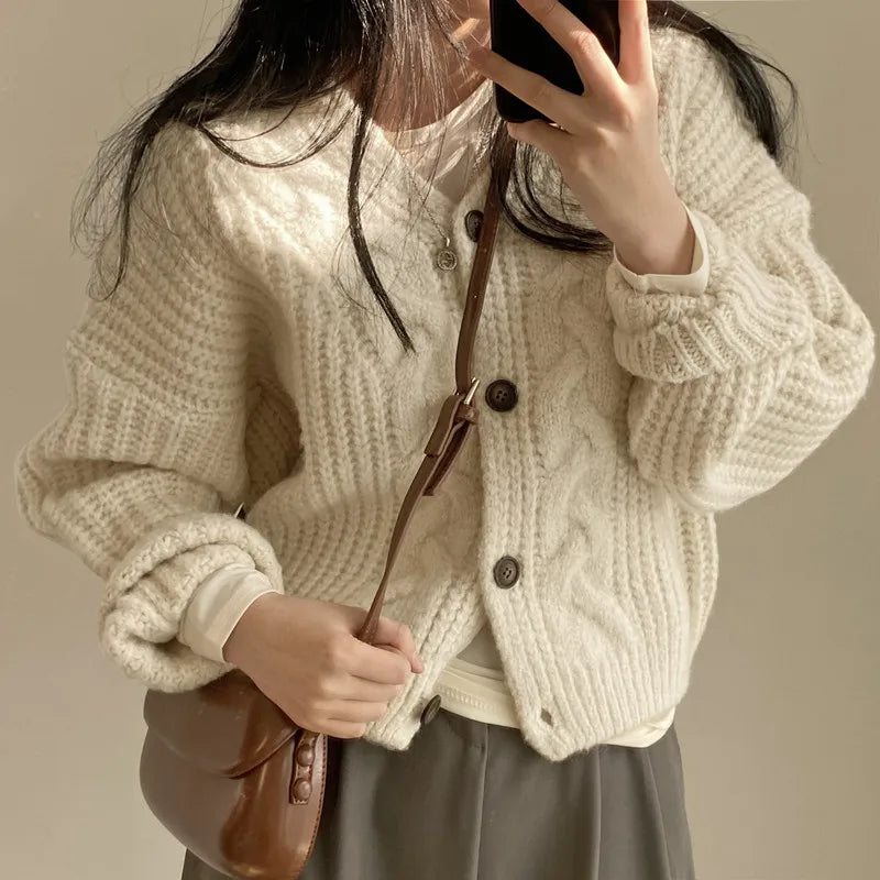 V-Neck Button Knit Cardigan