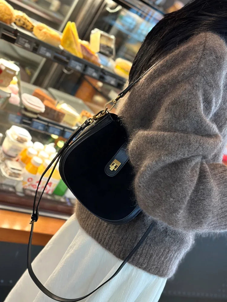 Genuine Leather Shoulder Bag - Soft Crossbody Handbag