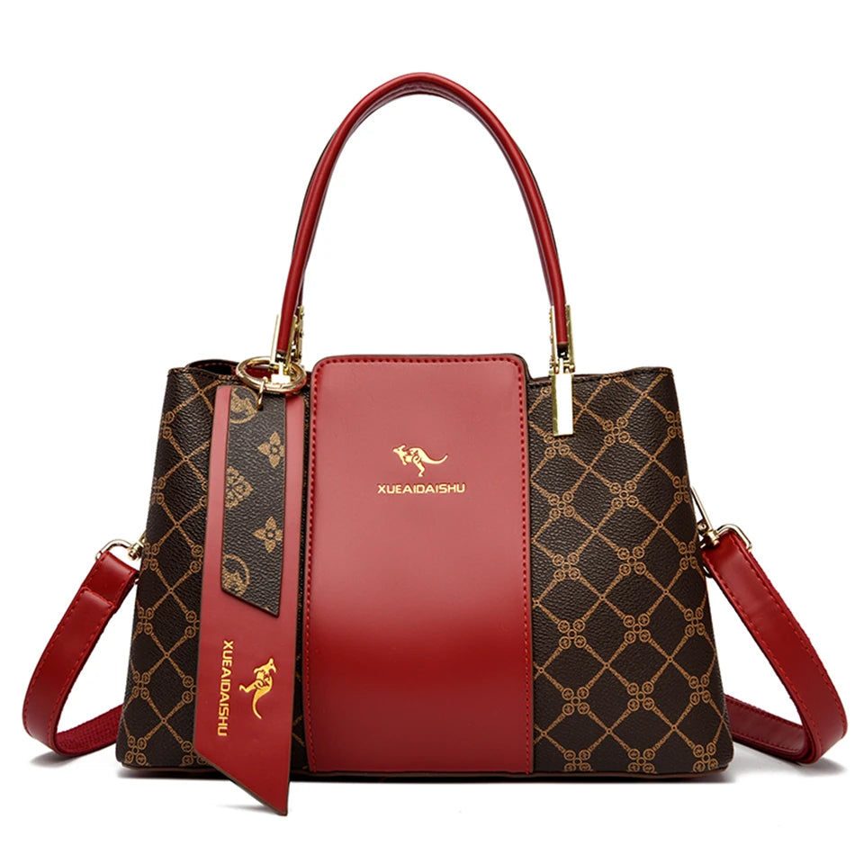 Kangaroo Print Leather Shoulder Bag