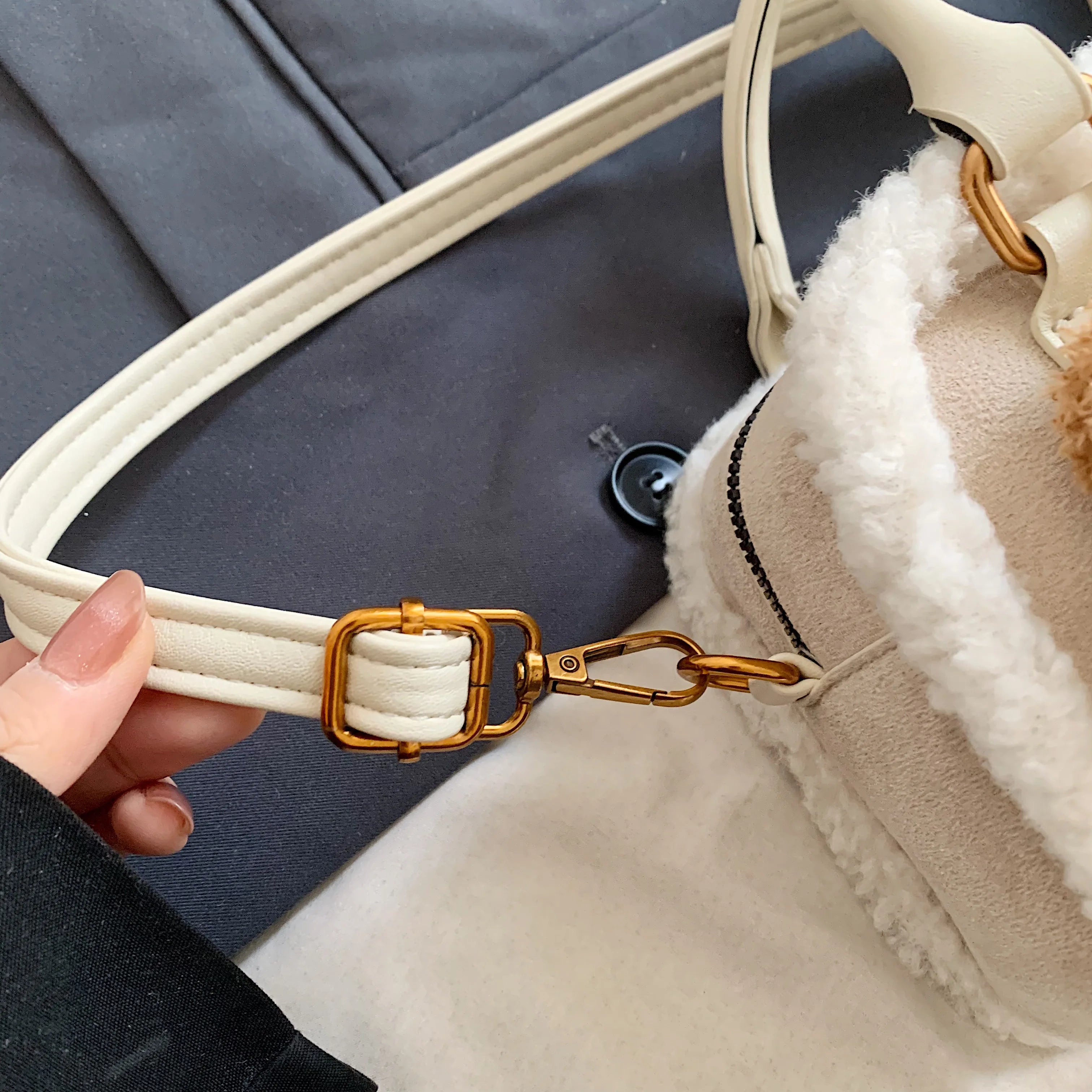 Lamb Wool Plush Handbag